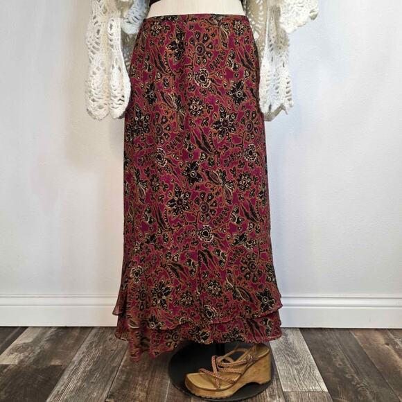Vintage Dresses & Skirts - Y2K Boho Midi Skirt Whimsigoth Fairy Grunge Festival Floral Medium